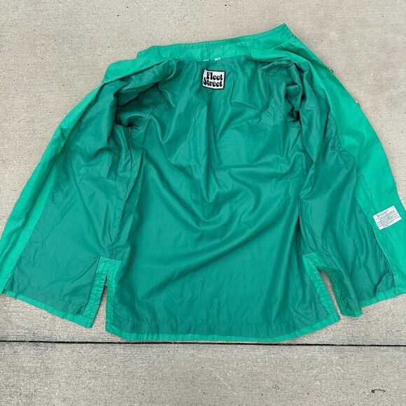 Vtg 70s Fleet Street Jacket 12/14 Kelly Green Rain Shine Trench Coat Mod Toggle - Picture 9 of 13